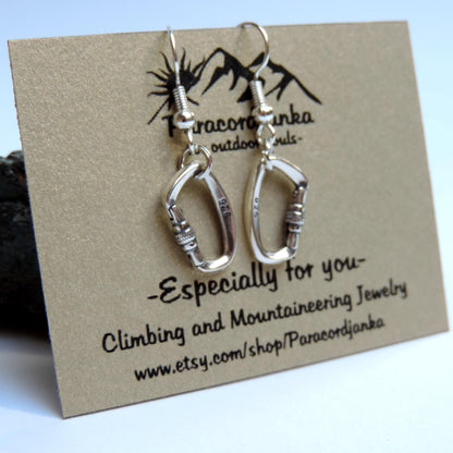 Silver Openable Climbing Carabiner Earrings Jewelry