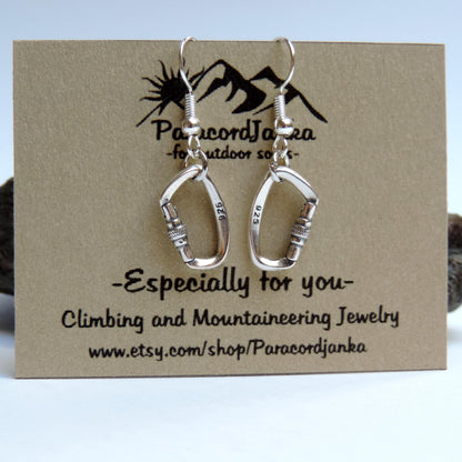 Silver Openable Climbing Carabiner Earrings Jewelry