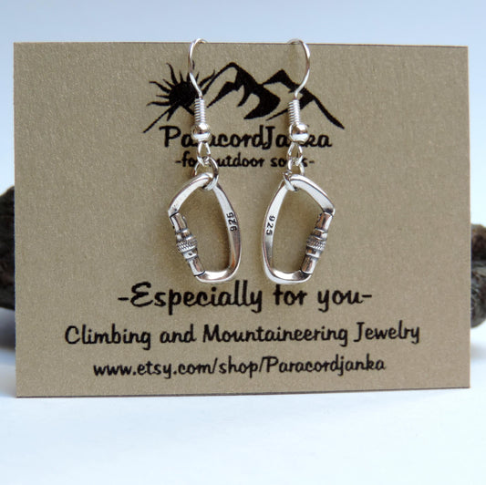 Silver Openable Climbing Carabiner Earrings Jewelry