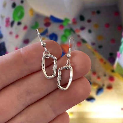 Silver Openable Climbing Carabiner Earrings Jewelry