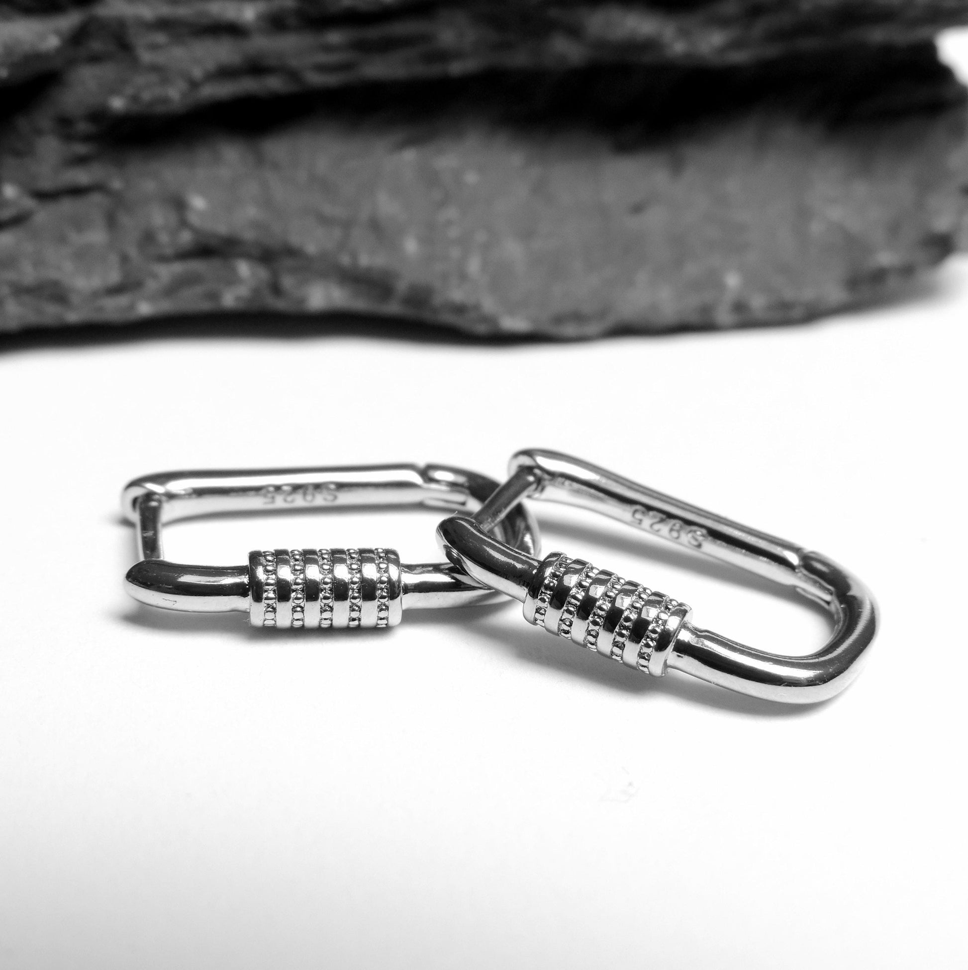 Silver Climbing Carabiner Earrings Jewelry Gift