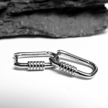 Silver Climbing Carabiner Earrings Jewelry Gift