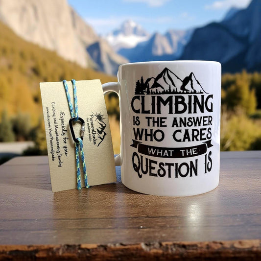 Mountain Climbing Mug and Bracelet Gift for Hiker and Climber
