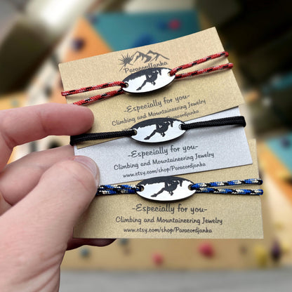 Printed Climbing Bracelet Gift, Climbing Carabiner Jewelry