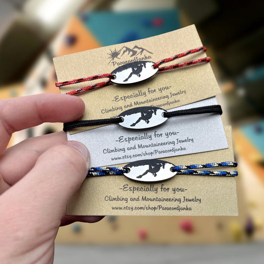 Printed Climbing Bracelet Gift, Climbing Carabiner Jewelry