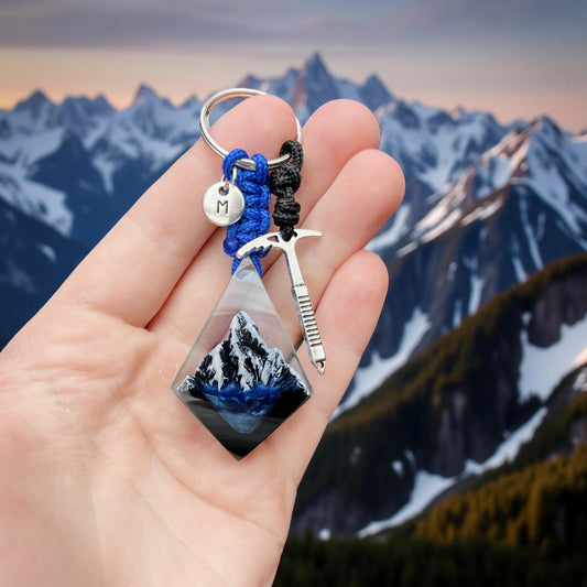Name Mountain Resin Keychain, Climbing Jewelry, Mountain Gift