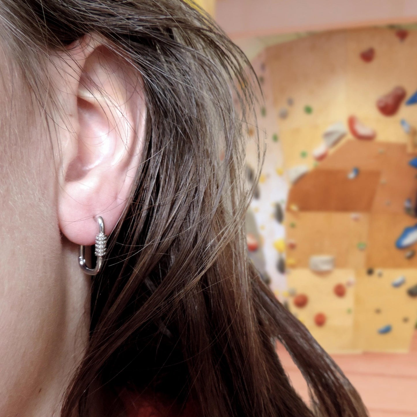 Silver Climbing Carabiner Earrings Jewelry Gift
