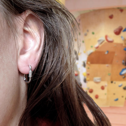 Silver Climbing Carabiner Earrings Jewelry Gift