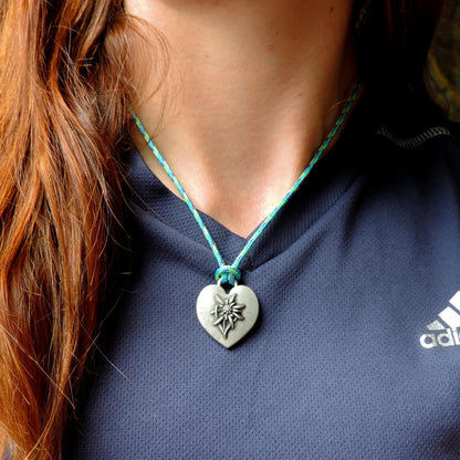 Heart Edelweiss Mountain Necklace Gift