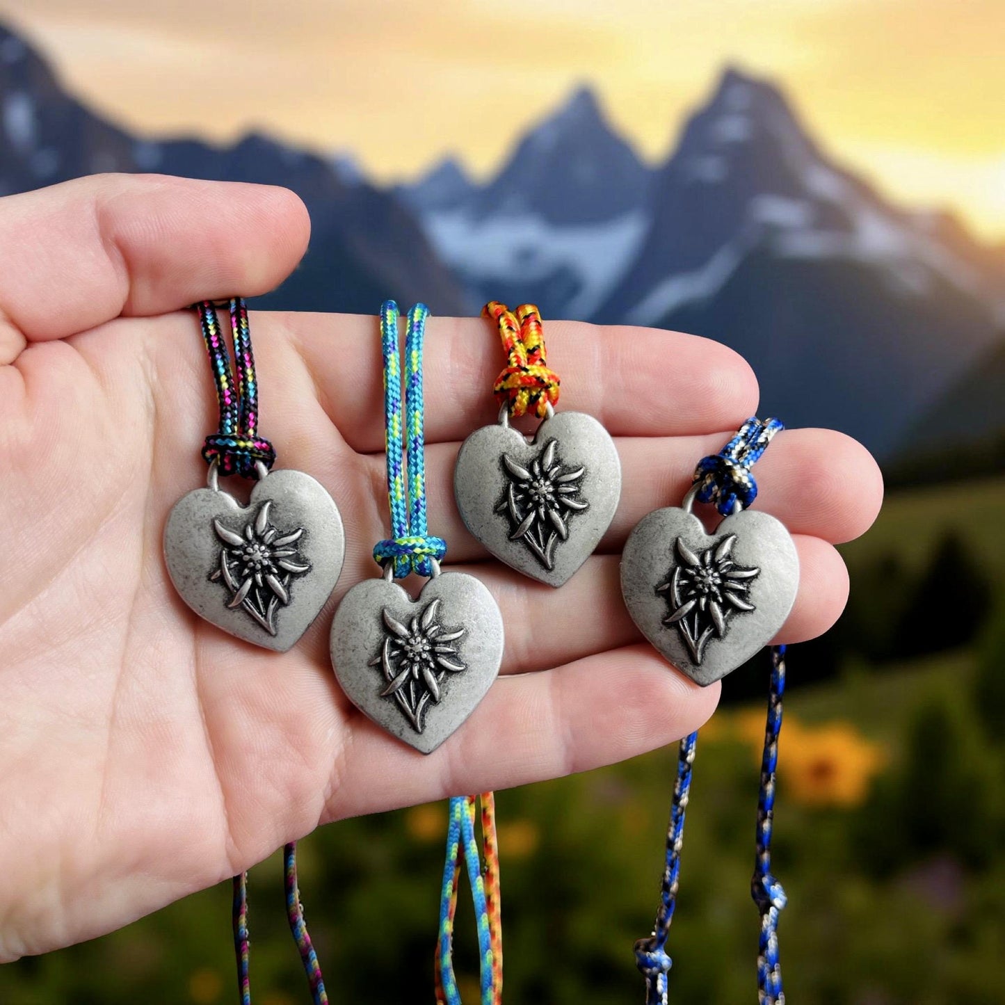 Heart Edelweiss Mountain Necklace Gift