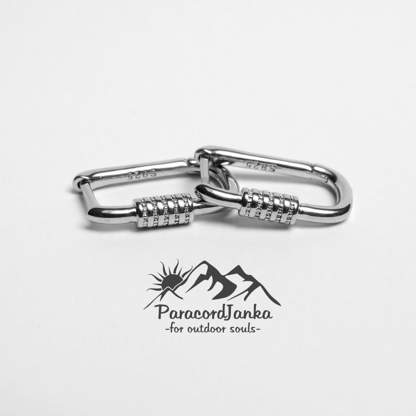 Silver Climbing Carabiner Earrings Jewelry Gift