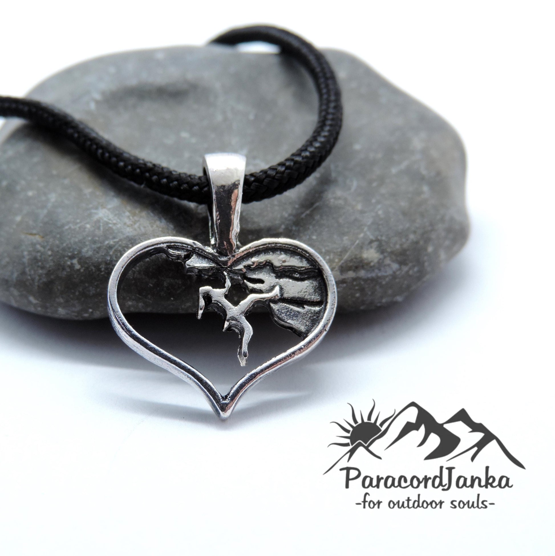 Heart Climbing Girl Necklace Jewelry, Gift for Climber