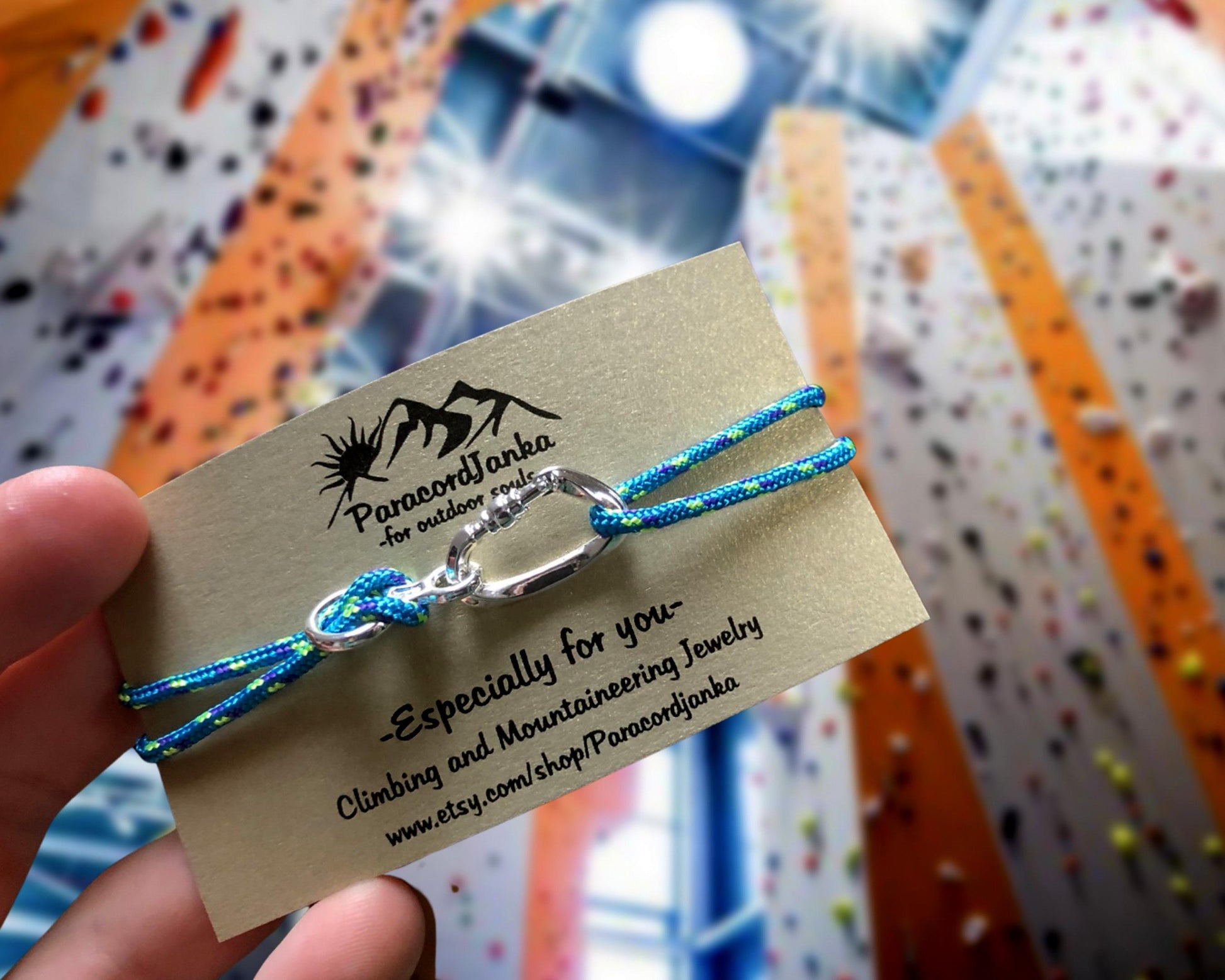 Tyrkys Climbing Bracelet Carabiner and Climbing 8, Gift for Climber, Climbing Jewelry