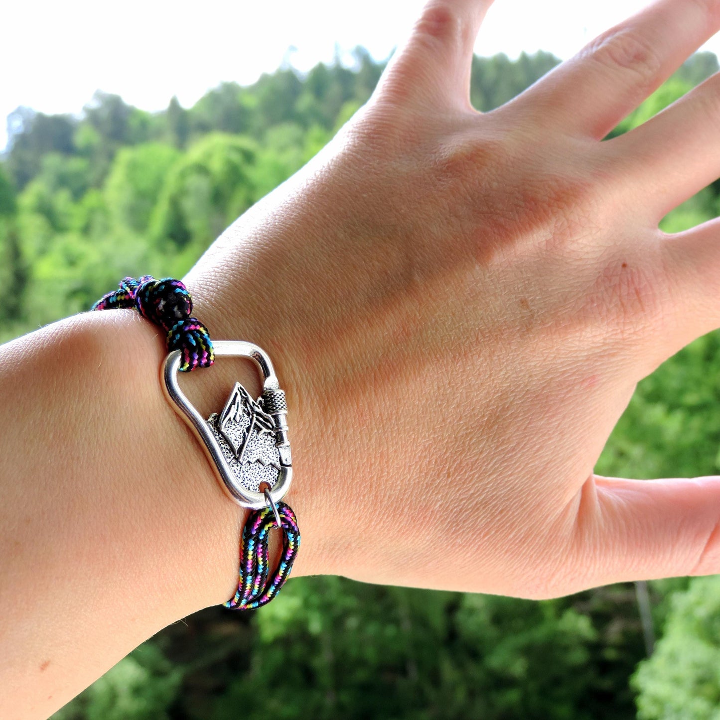 Climbing Carabiner Mountain Bracelet, Climbing Jewelry