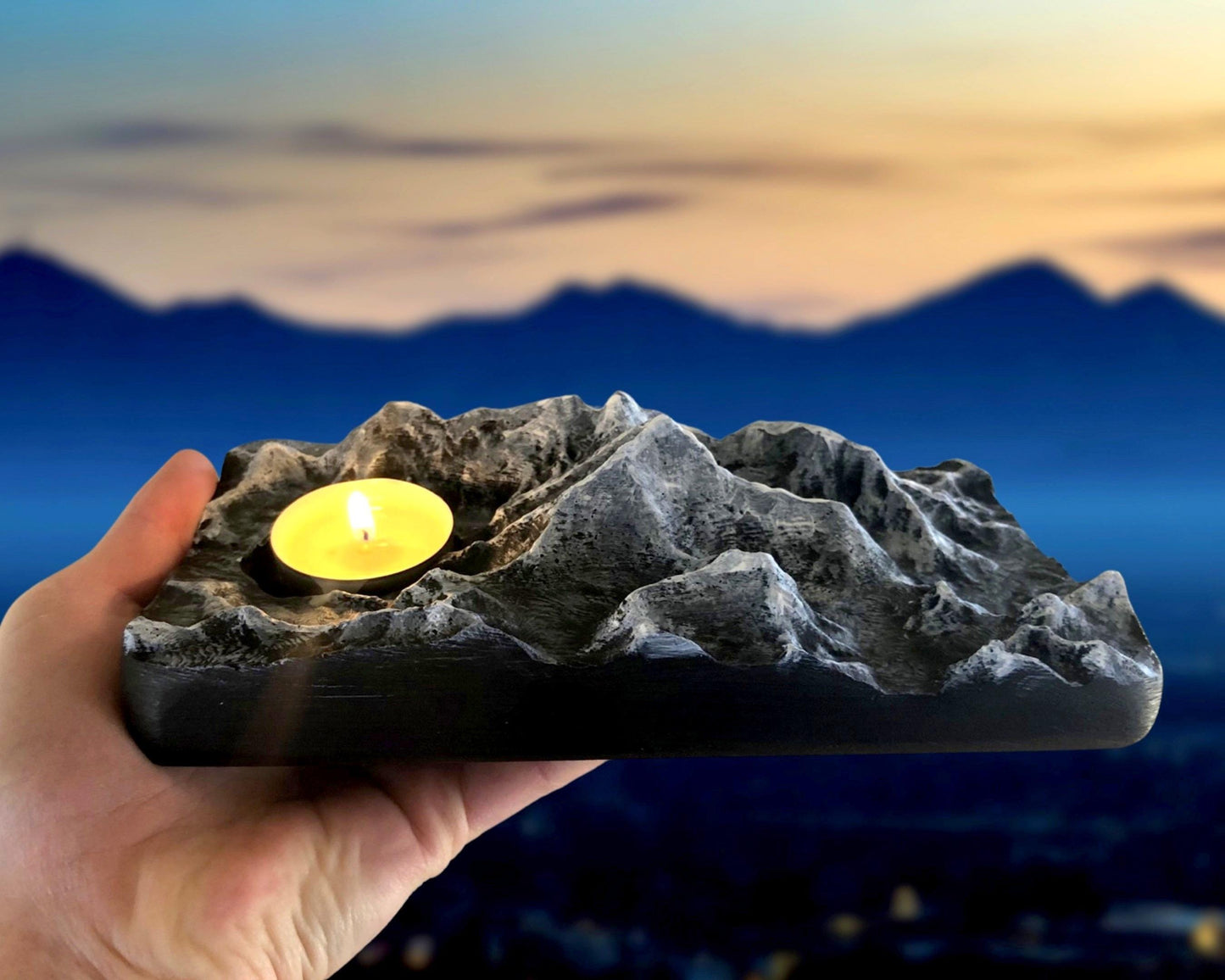 Mountain Range Candle Decor Holder Hiking Gift