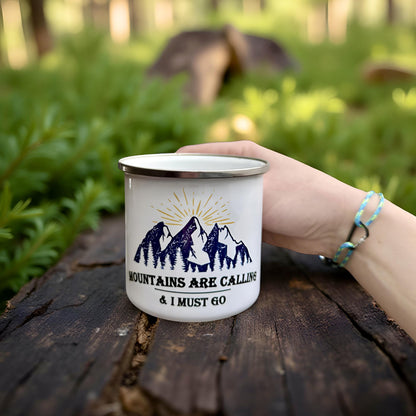 Mountain Camping Enamel Mug Gift with Bracelet