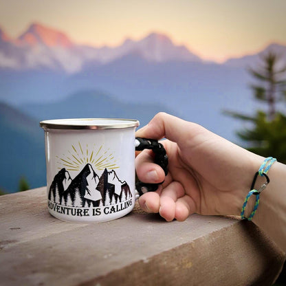 Mountain Camping Enamel Mug Gift with Bracelet