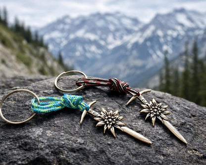 Edelweiss Ice Axe Keychain, Gift for Mountain Lovers, Climbing Jewelry