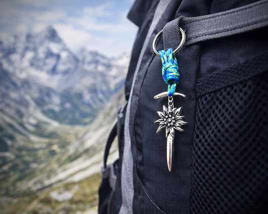 Edelweiss Ice Axe Keychain, Gift for Mountain Lovers, Climbing Jewelry