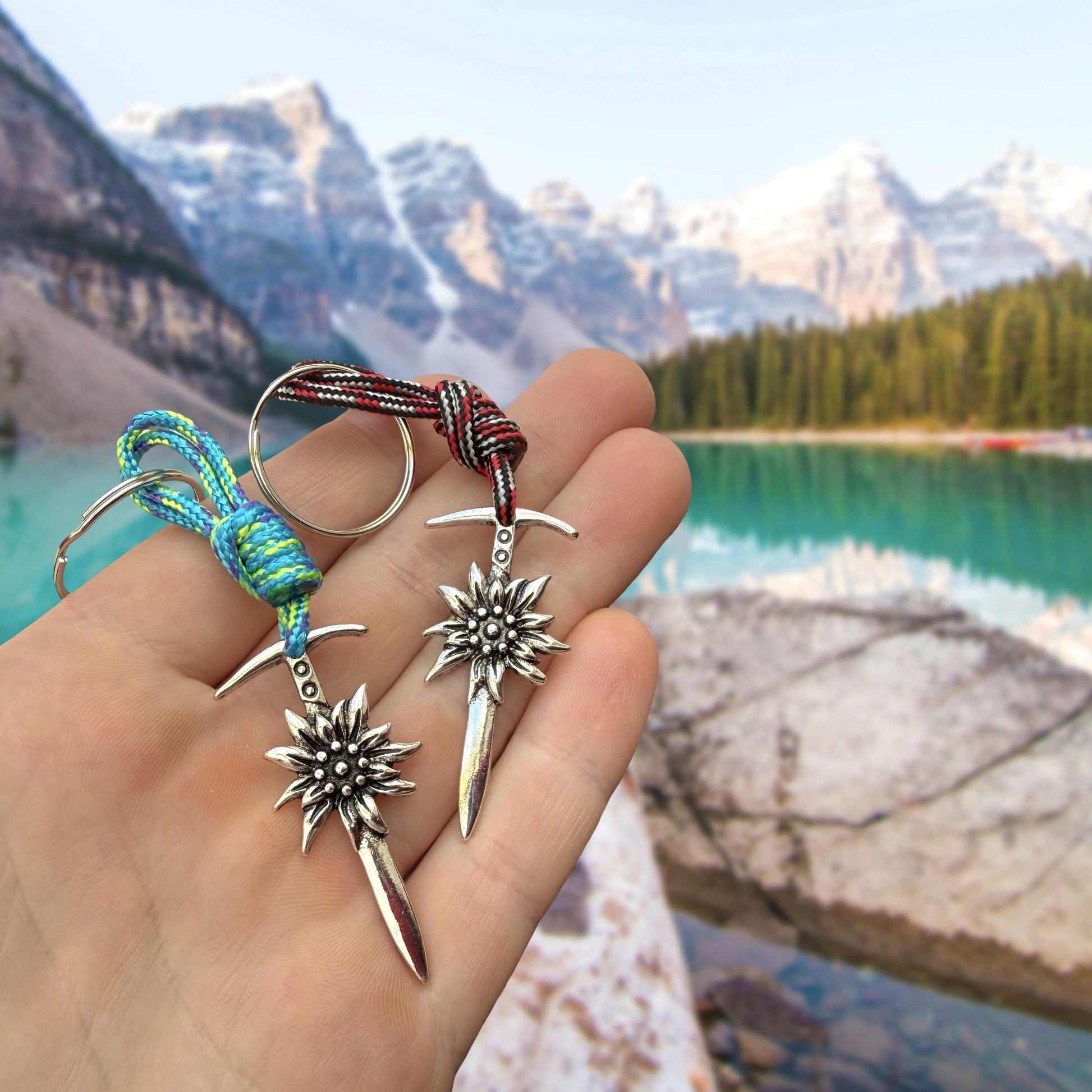 Edelweiss Ice Axe Keychain, Gift for Mountain Lovers, Climbing Jewelry