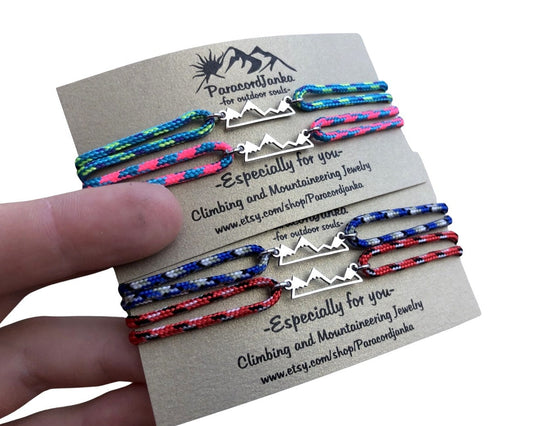 Couple Mountain Bracelets, Climbing Jewelry, Gift for Mountain Lover