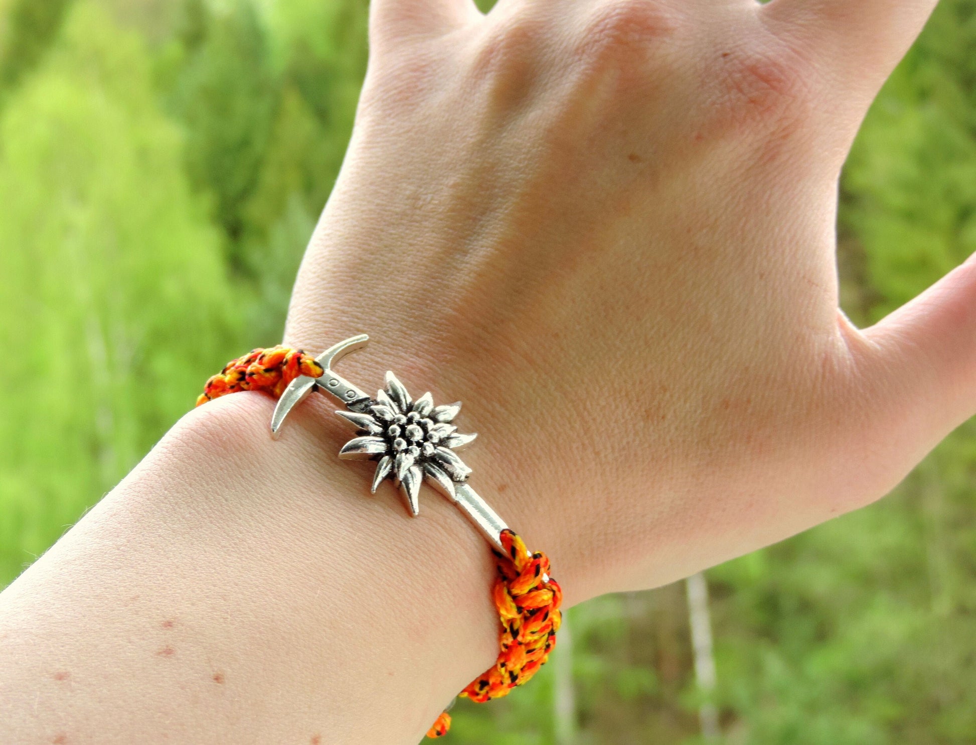 Ice Axe Flower Bracelet, Hiking Jewelry, Gift for Mountain Lovers