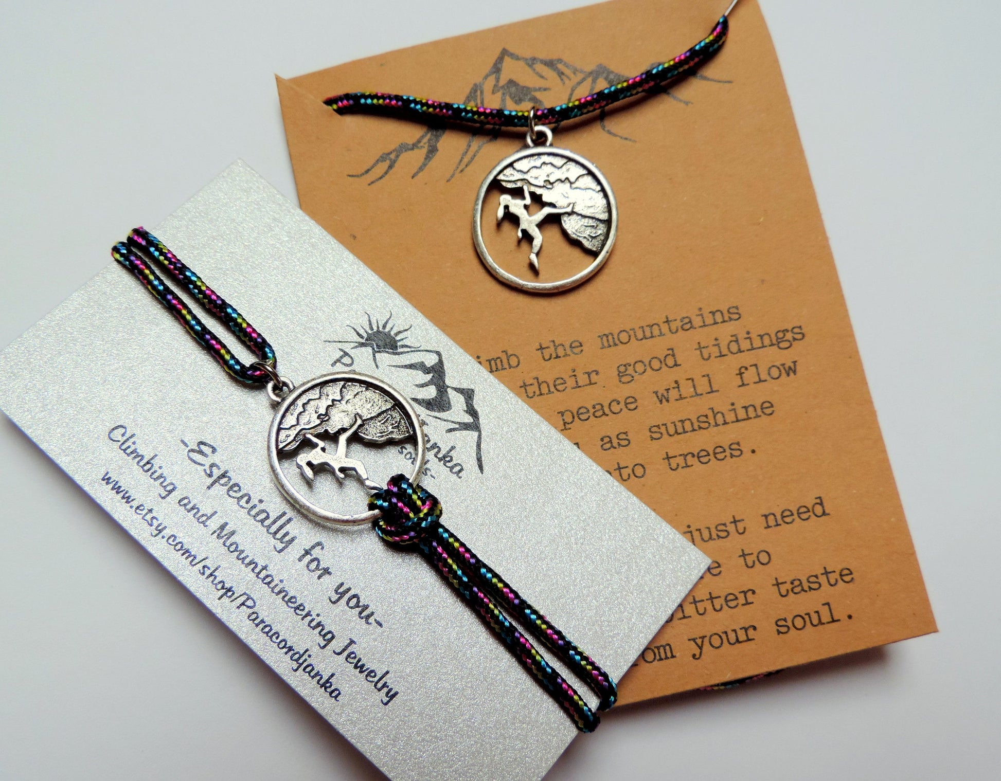 Climbing Girl Necklace and Bracelet, Climbing Jewelry, Gift for Climber