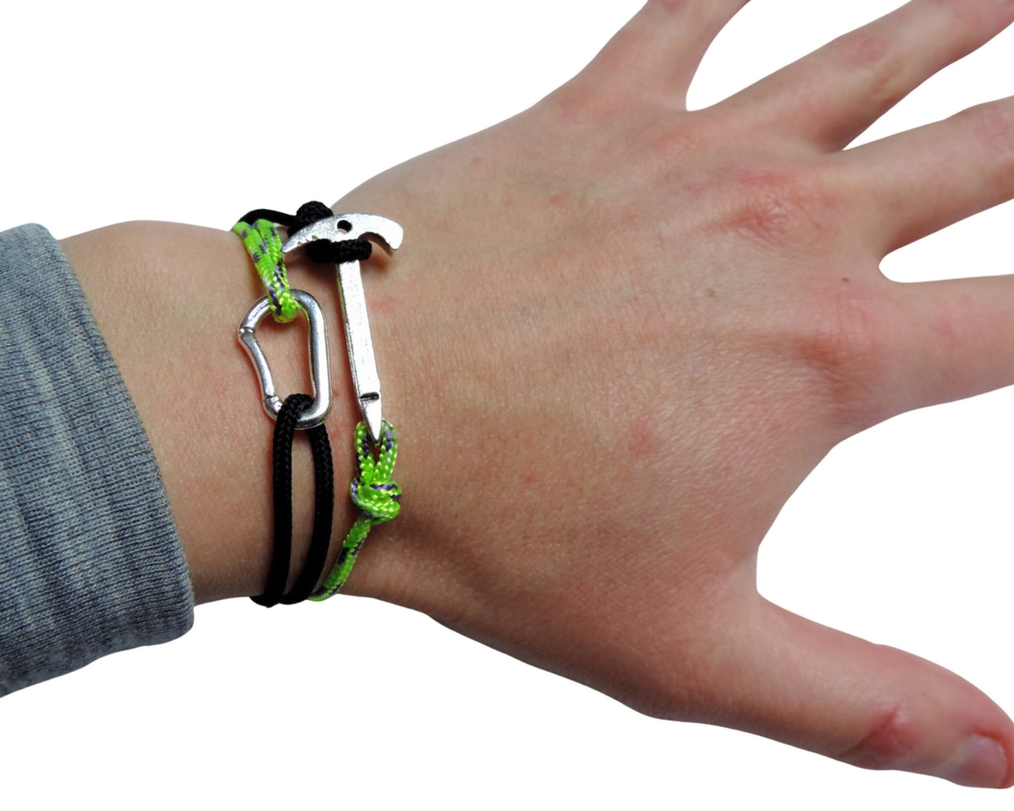 Climbing Bracelet, Gift for Climber, Carabiner Ice Axe Bracelet