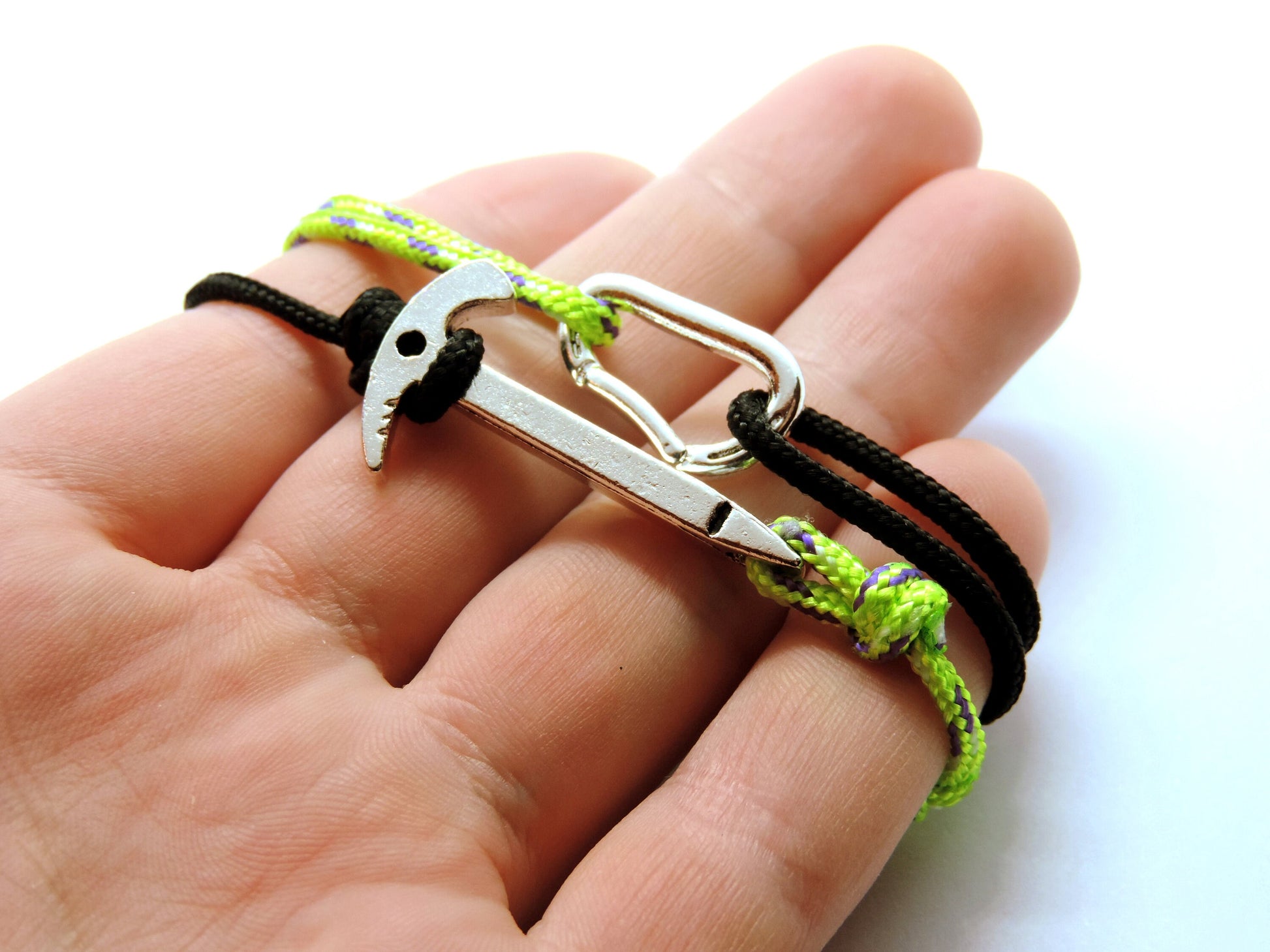 Climbing Bracelet, Gift for Climber, Carabiner Ice Axe Bracelet