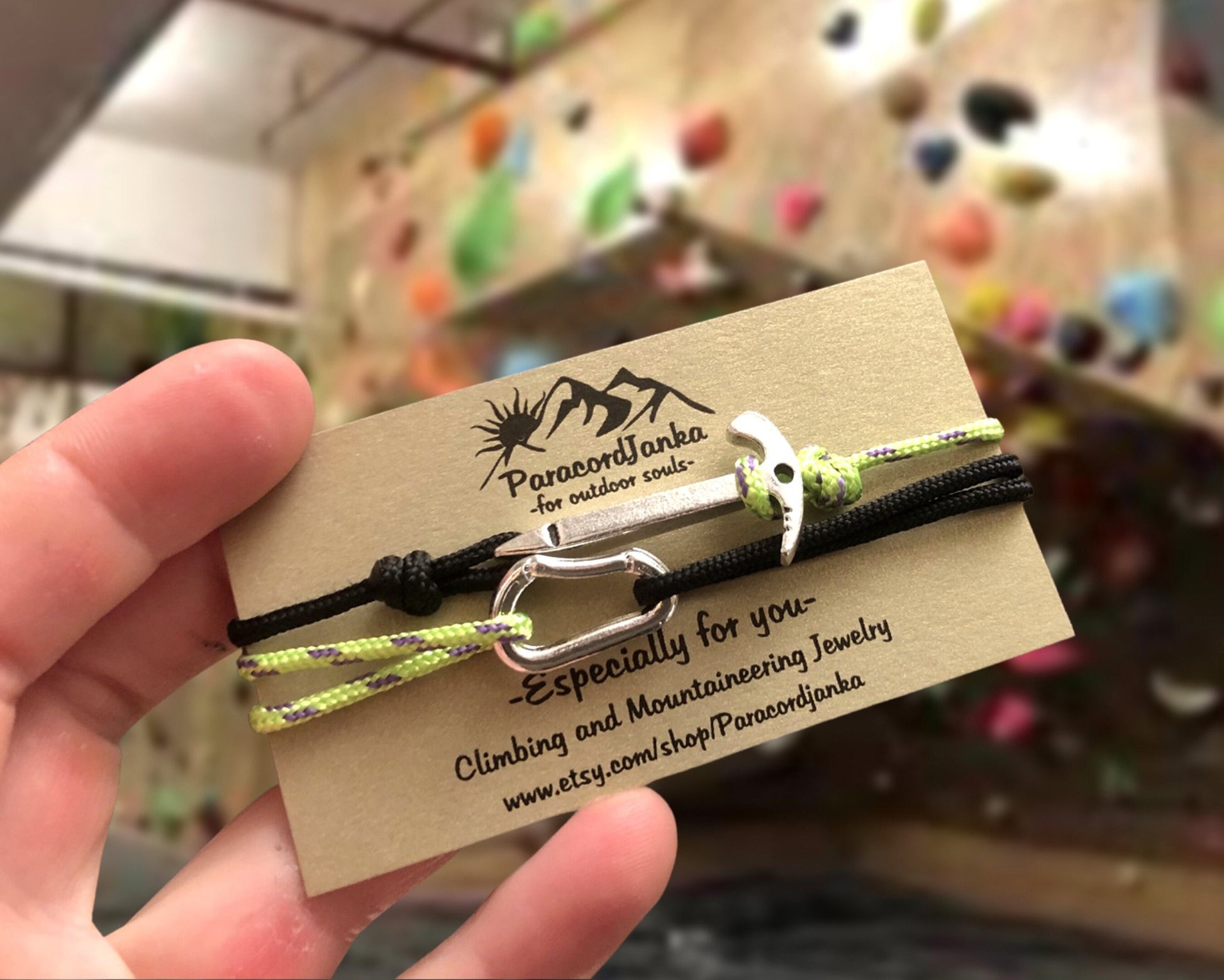 Climbing Bracelet, Gift for Climber, Carabiner Ice Axe Bracelet