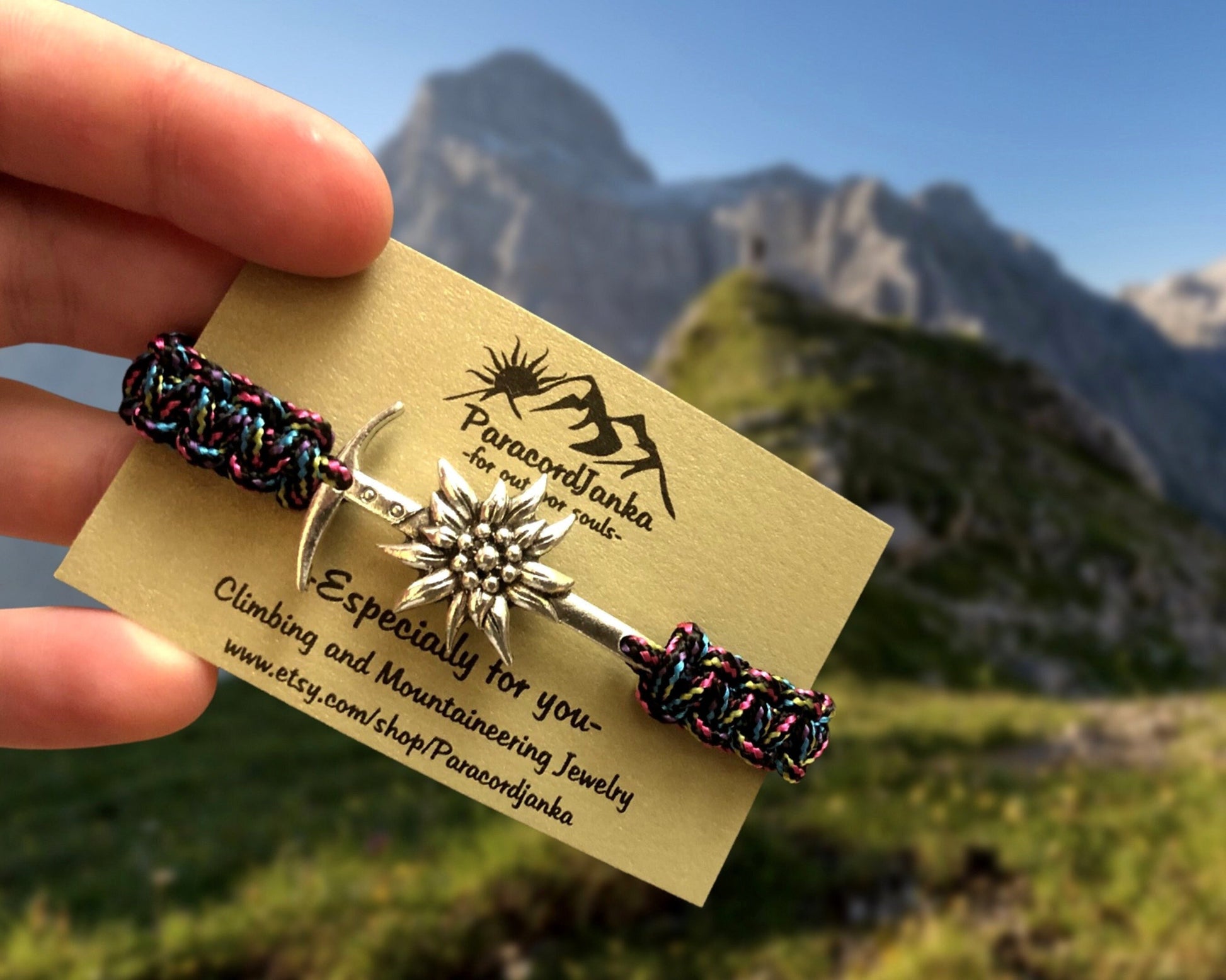 Ice Axe Flower Bracelet, Hiking Jewelry, Gift for Mountain Lovers