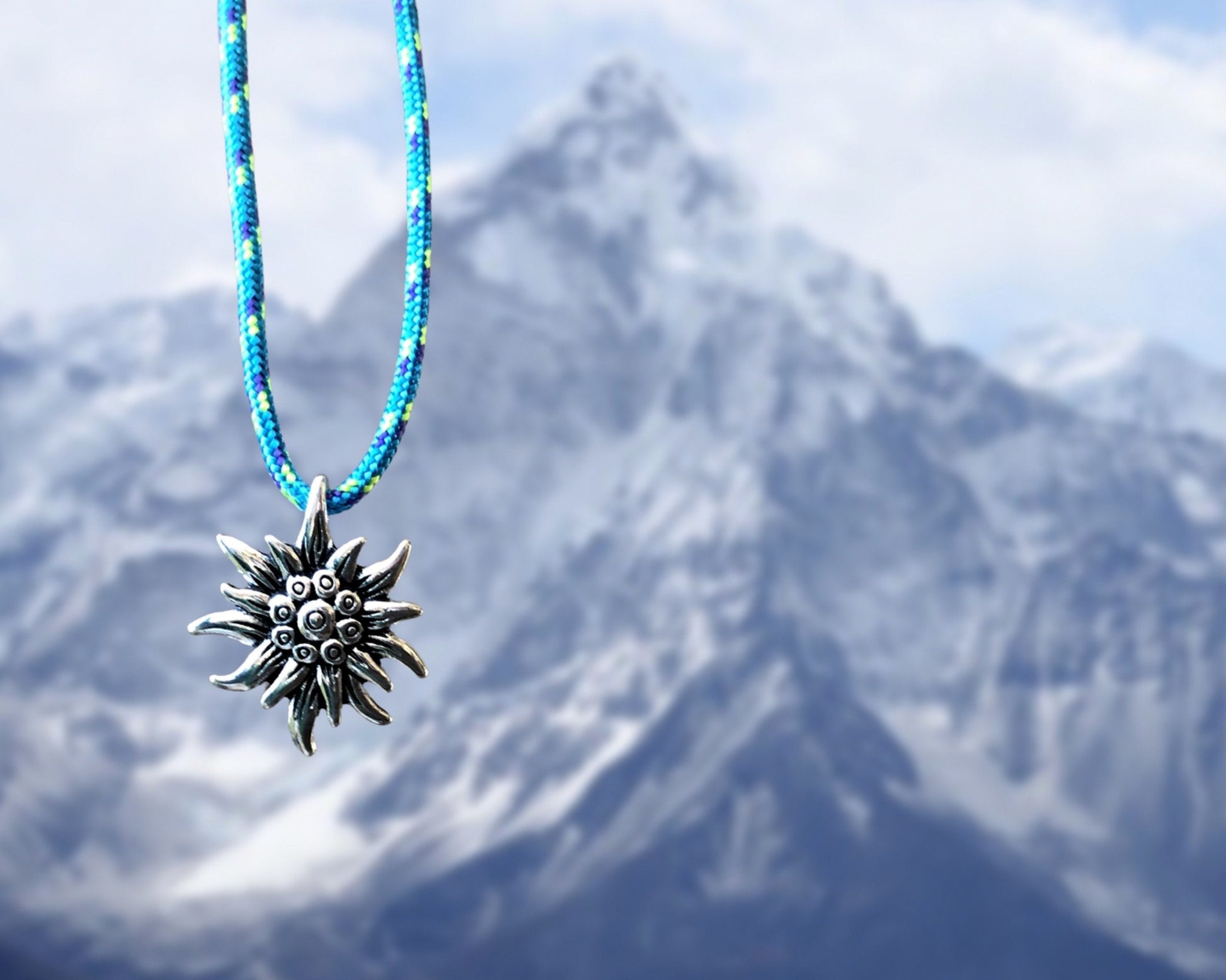 Edelweiss Mountain Necklace, Gift for Mountain Lovers