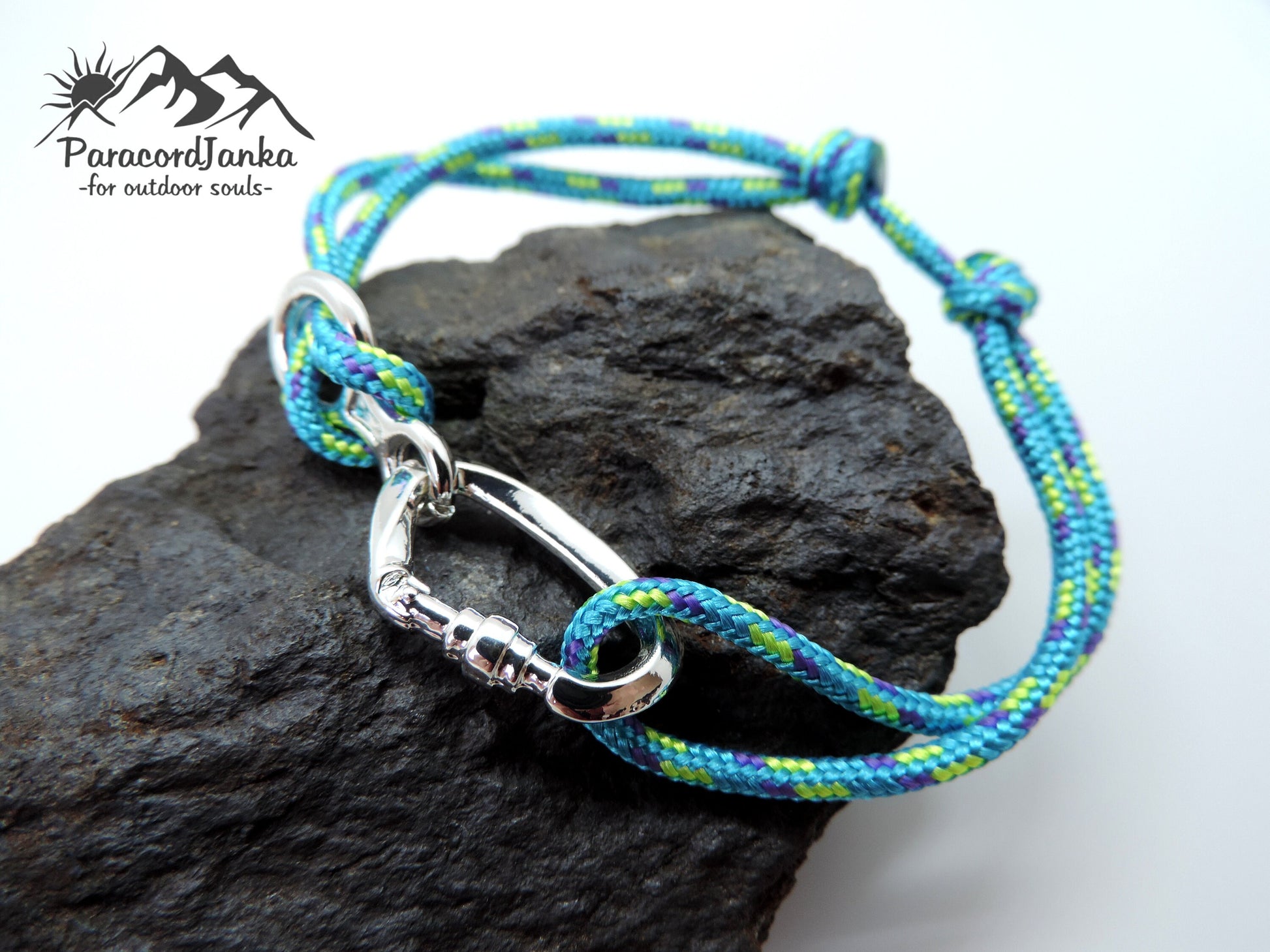 Tyrkys Climbing Bracelet Carabiner and Climbing 8, Gift for Climber, Climbing Jewelry