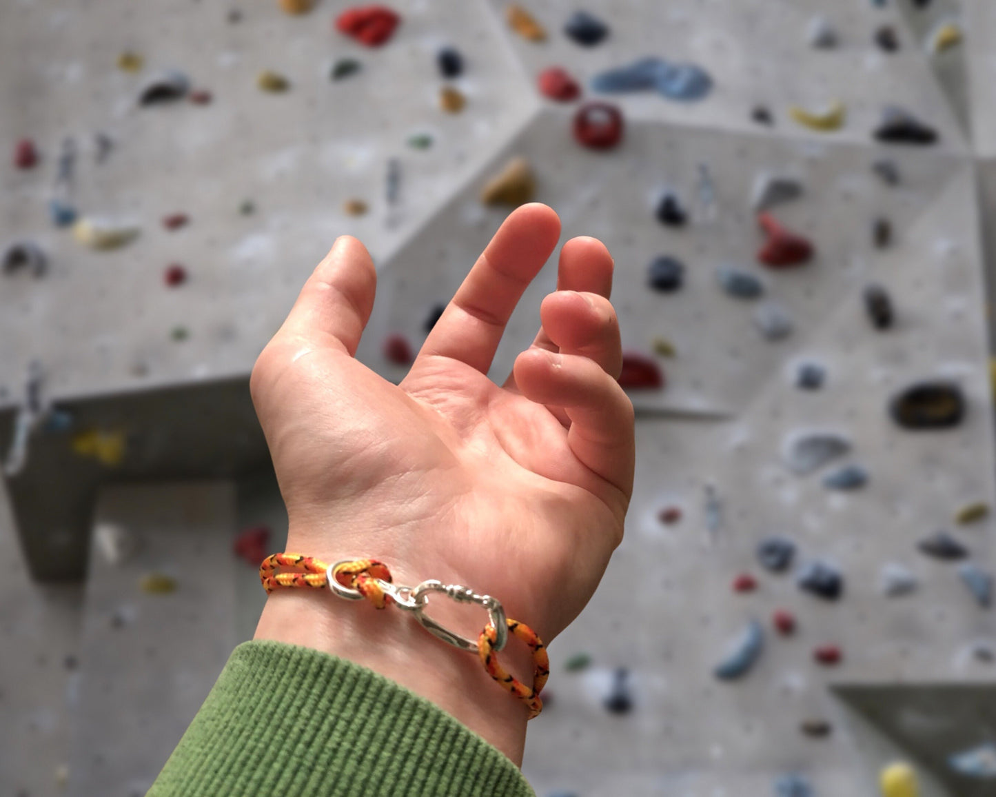 Orange Climbing Bracelet Carabiner and Climbing 8, Gift for Climber, Climbing Jewelry