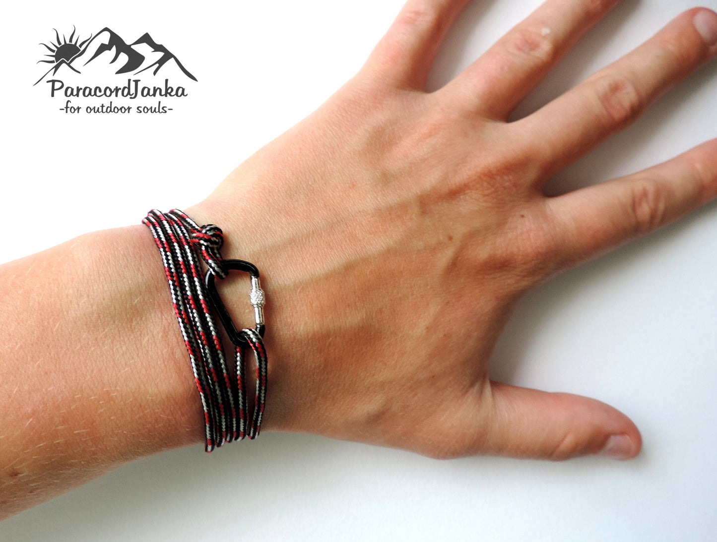 Long Climbing Bracelet, Climbing Carabiner, Gift for Climbers and Mountain lovers, Minimalistic Climbing Jewelry