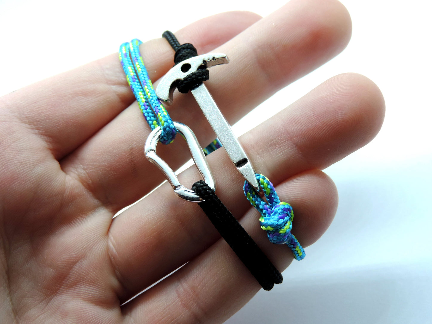 Climbing Bracelet, Gift for Climber, Carabiner Ice Axe Bracelet