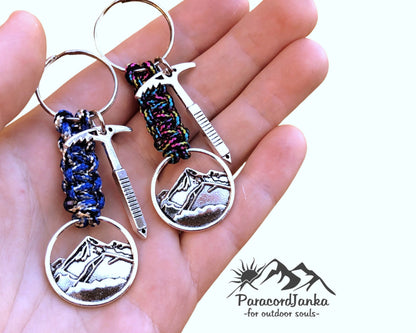 Hiking Keychain, Gift for Mountain Lovers, Climbing Jewelry