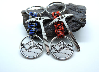 Climbing Hiking Keychain, Gift for Mountain Lovers, Climbing Jewelry