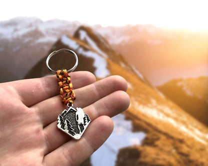 Hiking Mountain Keychain, Climbing Gift