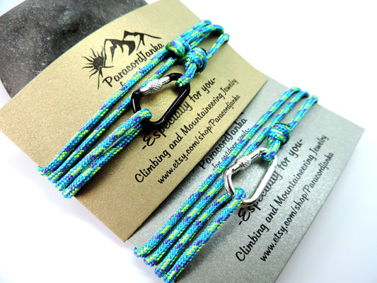 Long Climbing Bracelet, Climbing Carabiner, Gift for Climbers and Mountain Lover