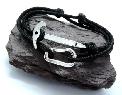 Climbing Bracelet, Gift for Climber, Carabiner Ice Axe Bracelet