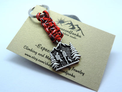 Hiking Mountain Keychain, Climbing Gift