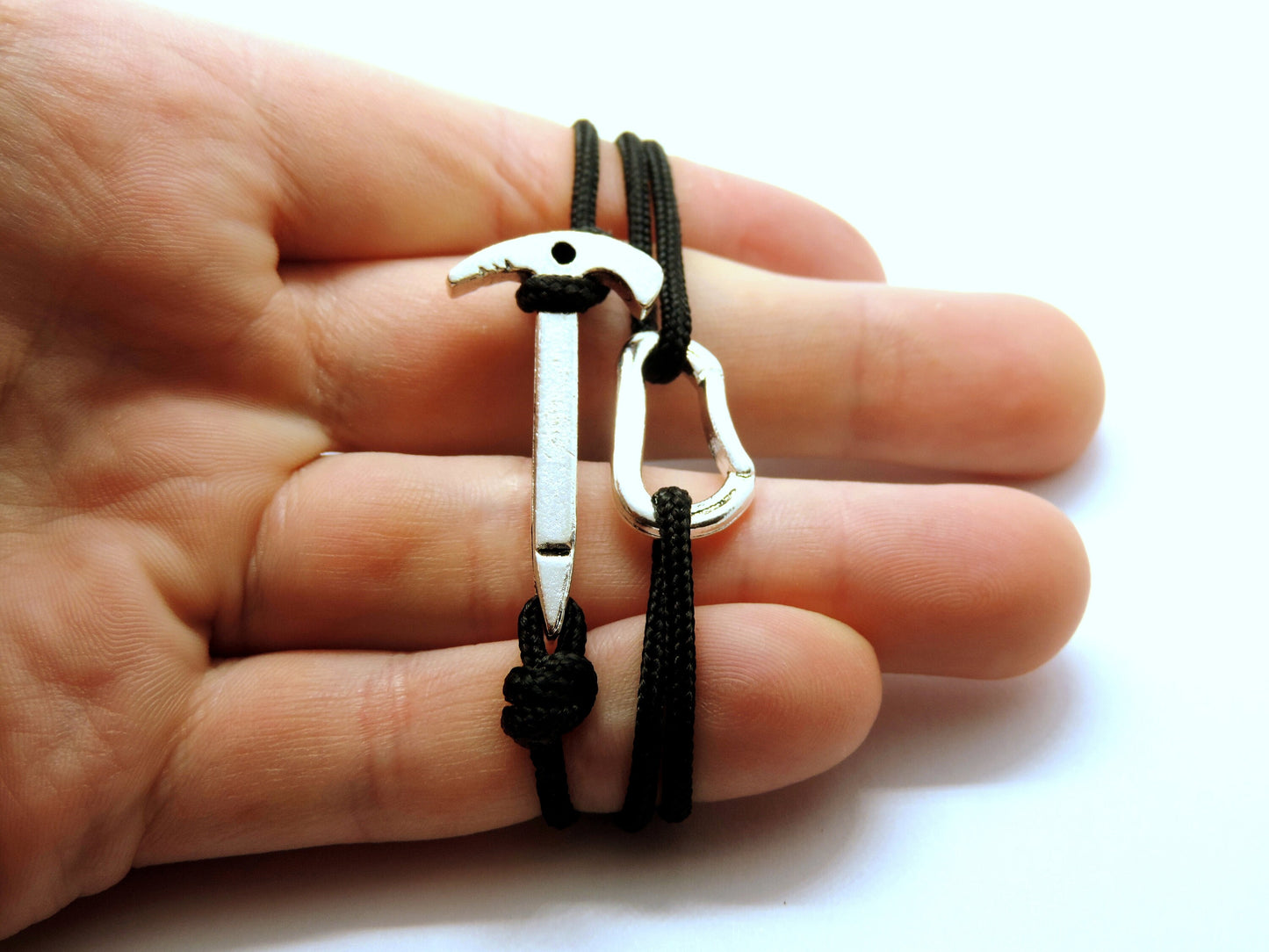 Climbing Bracelet, Gift for Climber, Carabiner Ice Axe Bracelet