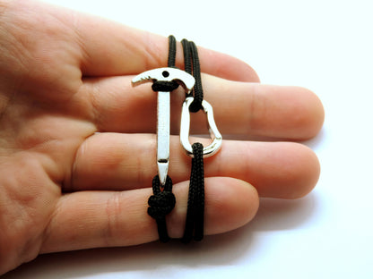 Climbing Bracelet, Gift for Climber, Carabiner Ice Axe Bracelet