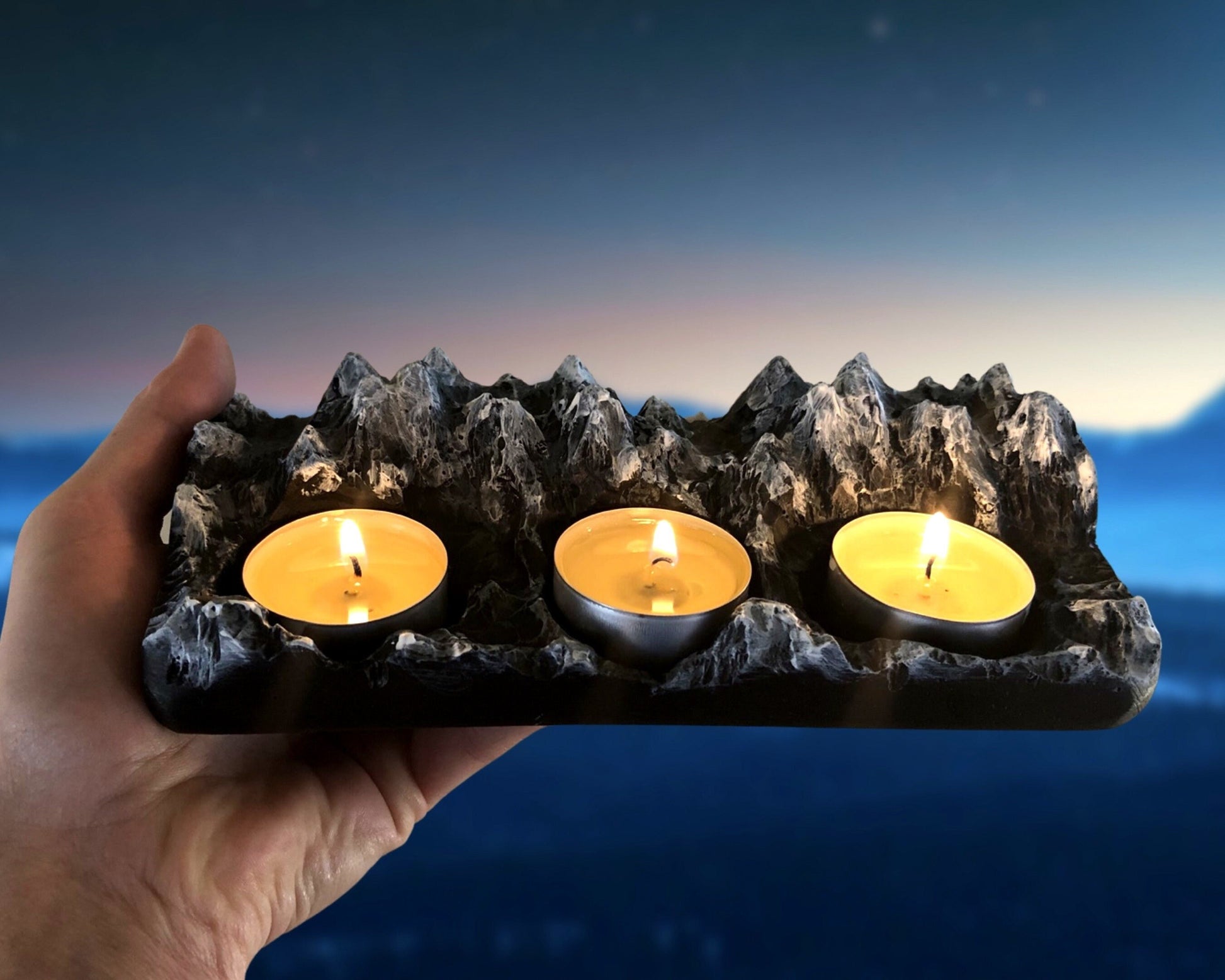 Mountain Range Candle Decor Holder Hiking Gift