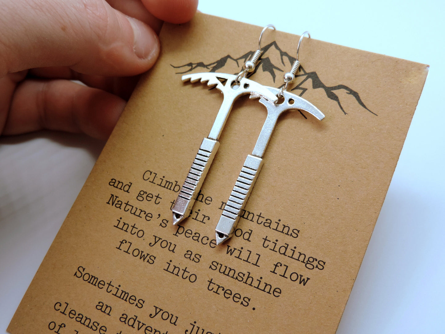 Ice Axe Earrings, Climbing Jewerly, Gift for Climber