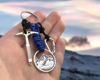 Hiking Keychain, Gift for Mountain Lovers, Climbing Jewelry