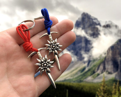 Edelweiss Ice Axe Keychain, Gift for Mountain Lovers, Climbing Jewelry