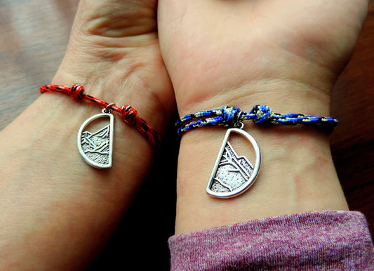 Couple Mountain Bracelets, Climbing Jewelry, Gift for Mountain Lover