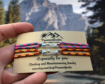 Couple Mountain Bracelets, Climbing Jewelry, Gift for Mountain Lover